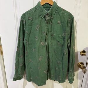 Woolrich Sage Green Outdoor Shirt Duck Hunting Print Large